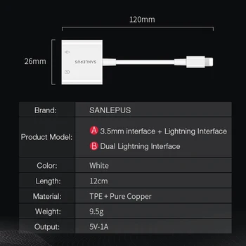 2-în-1 Adaptor pentru Lightning pentru Casti de 3.5 mm Jack pentru Căști Aux Splitter pentru iPhone 7 8 plus Xs Max XR cargador y audio