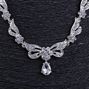 Nunta de cristal, Seturi de Bijuterii pentru Femei de Argint Frunze de Culoare Stras Colier Seturi de Mireasa de Logodna Bijuterii Seturi de LB
