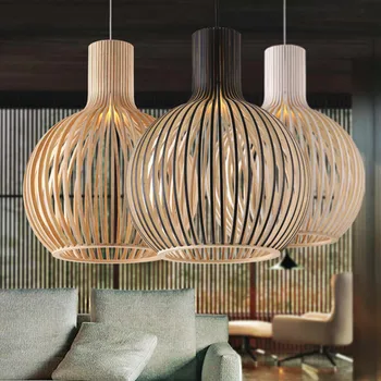 Hand-made din lemn colivie Pandantiv Lampă Olanda decor acasă E27 lumina pandantiv iluminare interioară led pentru sala de mese bar