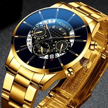 Noi 2020 Geneva Lux Bussiness Ceas de Moda pentru bărbați din oțel Inoxidabil brand de Top Calendar Cuarț Ceas pentru bărbați Relogio masculino