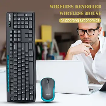 Logitech MK275 USB Wireless Keyboard 1000 DPI Optic Ergonomic Mouse Combo Set pentru Desktop Laptop 98 Noi Nu Retial Cutie