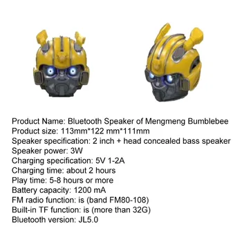 Boxe Bluetooth Bumblebee transformers noi creative desene animate card wireless mini în aer liber scăzut mici acustica