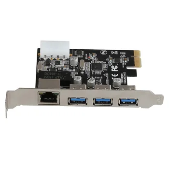 PCI-E Externe 3USB Porturi USB 3.0 + RJ-45 Gigabit Ethernet placa de Retea 10/100/1000Mbps PCI Express PCIE USB3.0 LAN Adapter