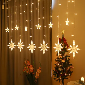 220V UE Plug 2,5 M LED Star Lampa Zână Cortina Lumina de Crăciun Ghirlanda de Lumini Șir Pentru Acasă de Crăciun, Decoratiuni de Nunta