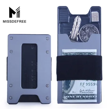 Minimalist Aluminiu Slim Wallet pentru Bărbați și Femei din Fibra de Carbon Buzunar Frontal Cheie de Monedă Caz & Titularul Cardului de Credit RFID Blocking