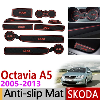 Anti-Alunecare Poarta Slot Mat Cauciuc Coaster pentru Skoda Octavia A5 2005 2006 2007 2008 2009 2010 2011 2012 2013 MK2 1Z Accesorii Auto