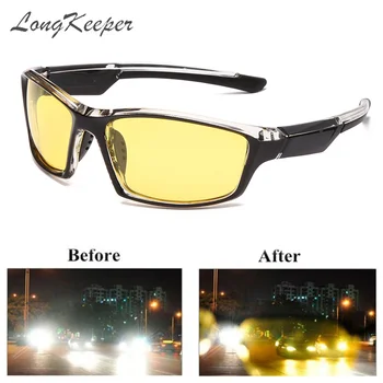 LongKeeper Clasic Anti Orbire de Noapte Viziune Ochelari de Bărbați Polarizate Galbene ochelari de Soare Lentile de Pescuit de Siguranță Șofer Ochelari de cal Oculos