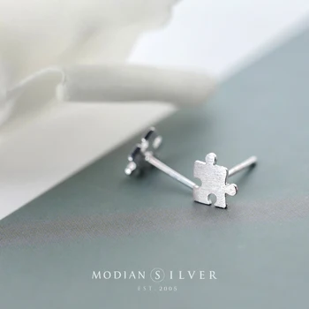 Modian Moda Argint 925 Mici Puzzle Mată Mici Stud Cercei Pentru Femeile Fată Argint Fin Coreeană Bijuterii