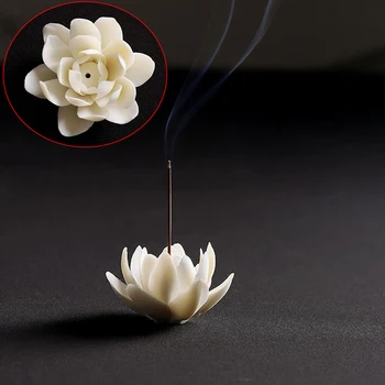 Manual Budist Aromoterapie Cădelniță De Utilizare În Birou Ceainărie Ceramic White Lotus Arzător De Tămâie Decor Acasă Tămâie Stick Titular