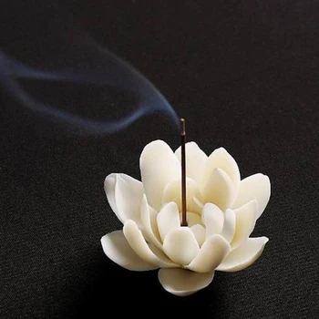 Manual Budist Aromoterapie Cădelniță De Utilizare În Birou Ceainărie Ceramic White Lotus Arzător De Tămâie Decor Acasă Tămâie Stick Titular