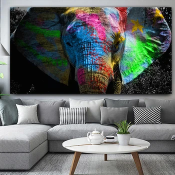RELIABLI Elefant Colorat Pictura Animal Poster Pictura in Ulei Pe Panza, Arta de Perete de Camera de Decorare Imagine Pentru Hoom NICI un CADRU