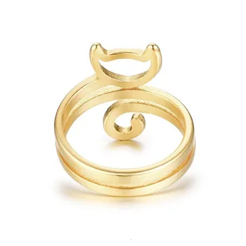 Vnox Minunat Fox în Formă de Inele pentru Femei de Culoare de Aur din Oțel Inoxidabil de sex Feminin Fata de Alianță anillo