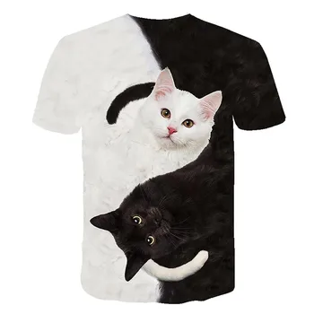 Femei T-Shirt de Moda 3D Cat de Imprimare Tricou Casual de Vara cu Maneci Scurte O-gat Femei Topuri Largi de Dimensiuni Mari Pisoi Drăguț Topuri Femeile