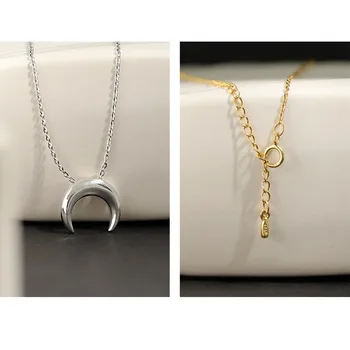 S ' STEEL Luna Pandantiv Colier Argint 925 Coliere Pentru Femei Simplu Crescent Lanț de Aur Kolye Bayan Minimalist Bijuterii