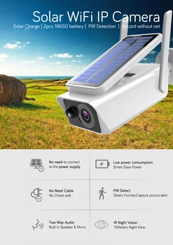 FHD 3MP Baterie Solara WiFi Camera de Exterior cu IR Night Vision cu Două sensuri Audio PIR Detecta Alarma Wireless Reîncărcabilă CCTV Camera IP