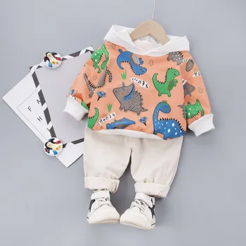 HYLKIDHUOSE 2020 Copii Fete Băieți Seturi de Îmbrăcăminte de Primăvară Copilul Sugar Desene animate Dinozaur T-Shirt Pantaloni Copii, Haine de Vacanta
