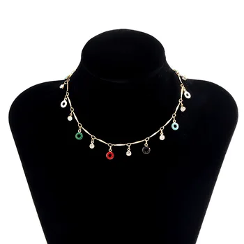 Fierbinte de vânzare de bijuterii cu temperament zircon colier moda all-meci culoare circle pandantiv colier pentru femei en-gros