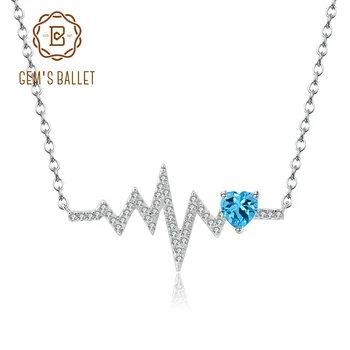 GEM de BALET în Formă de Inimă Elvețiană Naturale Topaz Albastru Fine Bijuterii Argint 925 Inimii Pandantiv Colier pentru Femei Nuntă