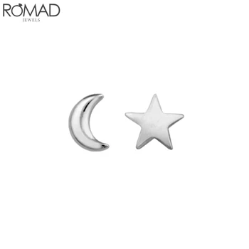 Romad de Moda S925 Argint INS Star Luna Asimetrice Lucios Ureche Cercel Pentru Fata Cadou