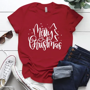 Crăciun fericit Scrisoare de Imprimare de Vacanță Femeie Tricouri Maneca Scurta cel Mai bun Cadou pentru Doamne de Crăciun tricouri Topuri Mujer Camisetas