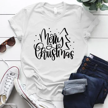 Crăciun fericit Scrisoare de Imprimare de Vacanță Femeie Tricouri Maneca Scurta cel Mai bun Cadou pentru Doamne de Crăciun tricouri Topuri Mujer Camisetas