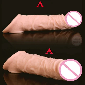 Silicon moale realist gros penis inel pentru timpul de întârziere de sex masculin penisului maneca extender scrot Reutilizabile Prezervative jucărie sexuală pentru bărbați