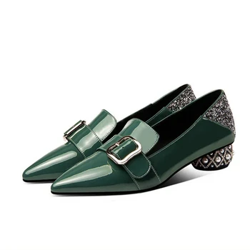 Cresfimix sapatos azuis femei de moda de înaltă calitate pătrat verde toc pompe pentru partid lady sexy club de noapte pantofi cu toc a6406x