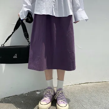 Fuste Femei Simplu Harajuku Purple Chic Ins Talie Inalta Femei a-line Fusta Lunga All-meci Colegiul zi cu Zi de Primăvară Adolescenti Streetwear