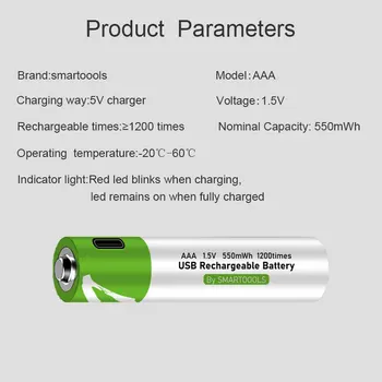 NOUA baterie AAA de 1,5 V 366mAh/550 mWh AAA reîncărcabile li-ion, baterii cu USB reîncărcabilă pentru control de la Distanță fără fir, mouse + Cablu