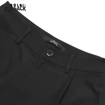 ELFSACK Negru Solid Arc Tiv Minimalist Direct Casual pentru Femei Pantaloni 2020 Toamna ELF Pura Talie Mare coreeană Doamnelor Pantaloni de zi cu Zi