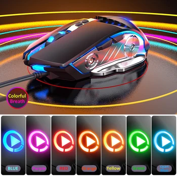 Mouse de Gaming 3200DPI Reglabil Silent Mouse Optic USB cu LED-uri cu Fir Mouse de Calculator Notebook Jocul mouse-uri pentru Gamer Biroul de Acasă