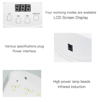 Ibcccndc LED Lampa UV 54W/80W/90W Lampa de Unghii Inteligent Lampa Pentru Manichiura Practice Gel Uscător de Lampa Profesionala Cabină LED UV Gel Unghii