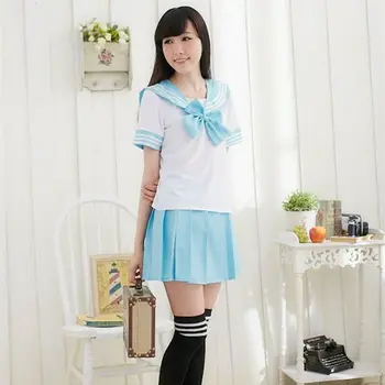 Sexy Anime School Girl Lenjerie, Uniforme De Fantezie Lolita Camasa Bluza Top, Fusta Mini, Rochie Fancy Cosplay Costum De Marinar