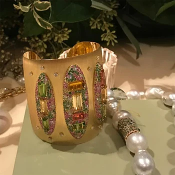 GODKI Mare de Moda de Lux Bold Cuff Pentru Femei Nuntă Multi Cubic Zirconia Cristale CZ de Aur din Dubai Culoare Bratara 2020