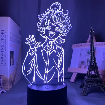 Manga japoneză Promis Neverland Emma Figura Led Lumina de Noapte pentru Acasă Decor Camera Copii Copil Veioza de pe Noptieră Lampa de Birou