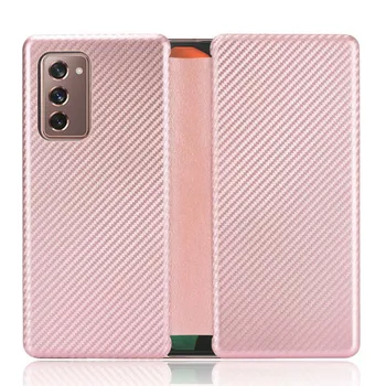 Flip Fibra de Carbon din Piele de Caz Caz Magnetic Card Wallet Cover Pentru Samsung Galaxy Z Fold 2 5G W21 Caz de Protecție Telefon KS0886