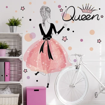 Pink Fairy Fata de Autocolante de Perete Decor Acasă DIY Acoperire de Vinil, Arta Murala pentru Camere de Copii Pepinieră Decor PVC Imprimare Postere