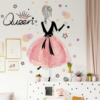 Pink Fairy Fata de Autocolante de Perete Decor Acasă DIY Acoperire de Vinil, Arta Murala pentru Camere de Copii Pepinieră Decor PVC Imprimare Postere