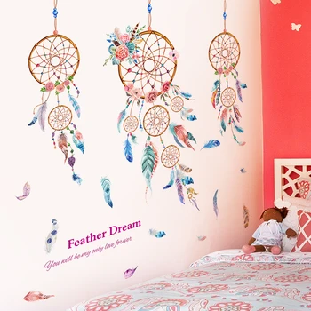 Dreamcatcher Autocolant Perete DIY Desene animate Pene Murală Decalcomanii pentru camere Copii Dormitor Copil Pepinieră Decor Acasă