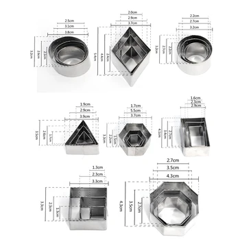 2-4cm 24buc/lot Oțel Inoxidabil Geometrie Pătrat Rotund de Lut Cutter DIY Designer de Ceramică Ceramică, Lut Polimeric Ambarcațiuni de Tăiere Mucegai