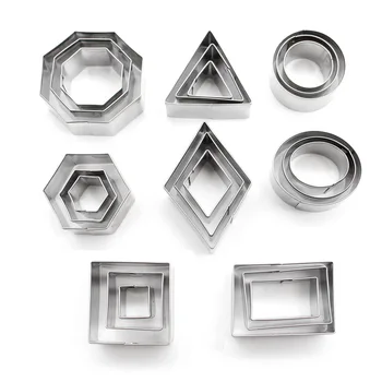 2-4cm 24buc/lot Oțel Inoxidabil Geometrie Pătrat Rotund de Lut Cutter DIY Designer de Ceramică Ceramică, Lut Polimeric Ambarcațiuni de Tăiere Mucegai
