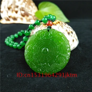 Bagua De Femei Din China, Cadouri Bijuterii Naturale Jadeit Amuleta De Jad Pandantiv Farmec Moda Barbati Dragon Phoenix Colier Verde Sculptat
