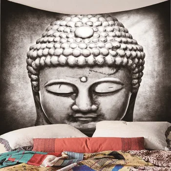 Fierbinte India Negru și Alb statuie a lui Buddha Cald Covor pe Perete Tapiserie Saltea Boem 5Sizes Covor Pătură Cort de Camping