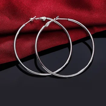 Clasic Rotund de Argint Hoop Cercei Argint 925 50/60/70/80mm Cerc Cercel pentru Femei Barbati Creole Cercel Piercing Bijuterii