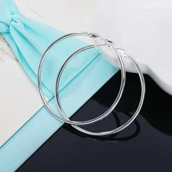 Clasic Rotund de Argint Hoop Cercei Argint 925 50/60/70/80mm Cerc Cercel pentru Femei Barbati Creole Cercel Piercing Bijuterii