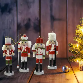 4buc de Lemn spargatorul de Nuci Papusa Soldat Figurine Miniaturale de Epocă, Lucrări de Păpuși de Anul Nou Crăciun Ornamente de Decor Acasă