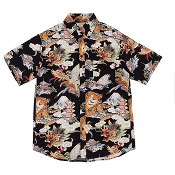 Hip Hop Tricou Streetwear Bărbați Cămăși Hawaiiene Retro tiger dragon Print Harajuku de Vară, de Plajă, tricouri Bluze camasi cu Maneca Scurta