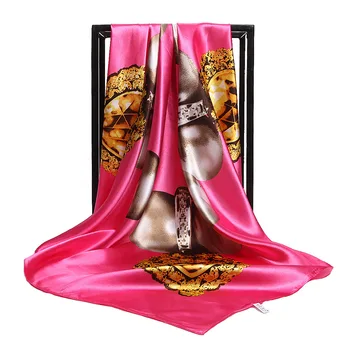 2020 Brand de Lux Imprimate 90cm Basma Real Țesături de Mătase Eșarfe Eșarfă Moale Femei șifon hijab bufanda mujer de iarnă poncho