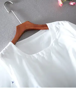 Alb Șifon Bluza Maneca Scurta Femei Dungă Floare De Imprimare De Top De Vară 2020 Noua Moda Tricou Vrac Doamnă Birou Casual Uzura