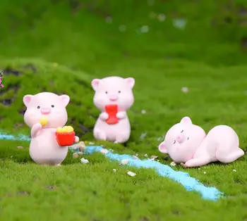 6pcs/set 2019 porc anul Mascota Drăguț Avere porc de Plastic Ambarcațiuni Miniaturi DIY Mini Mic Ornament Model Figura Jucării pentru copii cadouri